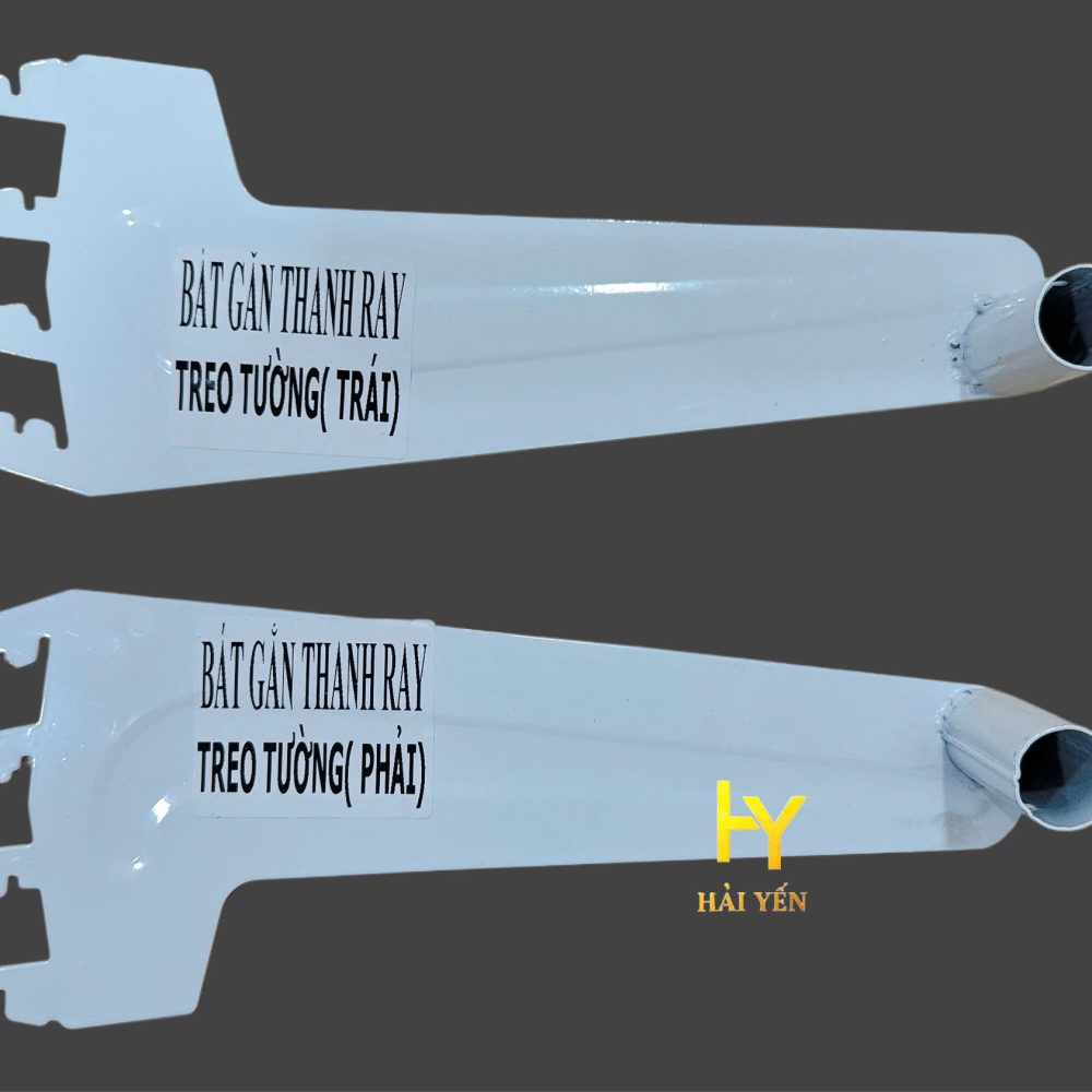 Tay bát gắn thanh ray treo tường, tay đỡ gắn thanh treo kệ siêu thị, lắp kệ decor, thanh treo quần áo