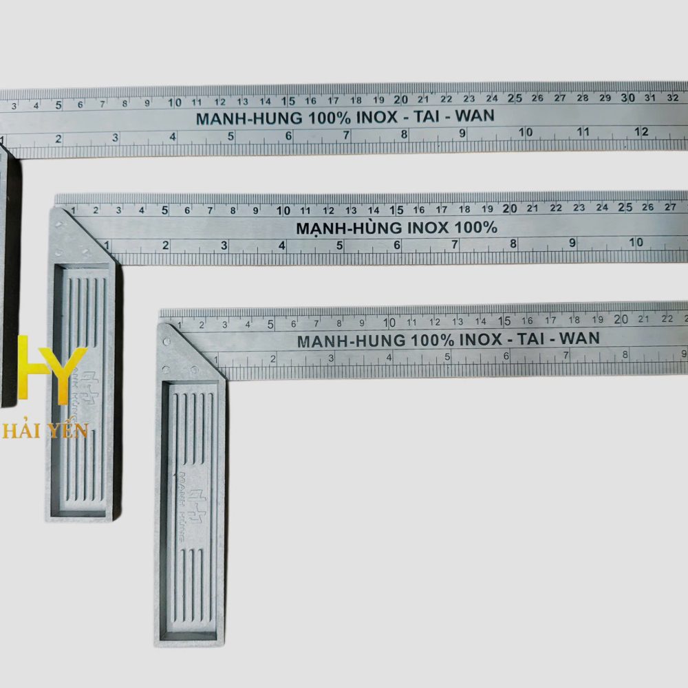 Thước kẻ vuông góc inox cán nhôm, thước ke góc đo đạc cực chuẩn